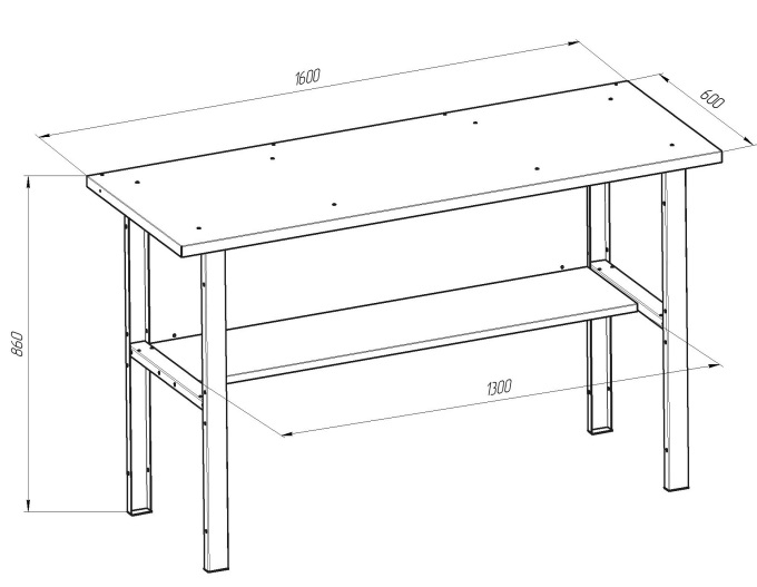 Верстак для гаража из металла чертеж с размерами